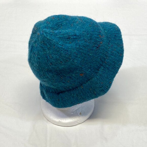 Made4U Felted Wool Knit Bucket Style Brim Beanie Hat Ireland Turquoise Speckles - Picture 4 of 10